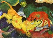 Franz Marc Cows, Yellow, Red, Green oil painting artist